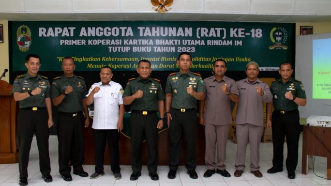 Rindam IM Gelar Rapat Anggota Tahunan (RAT) KE -18 Primkop Kartika Bhakti Utama