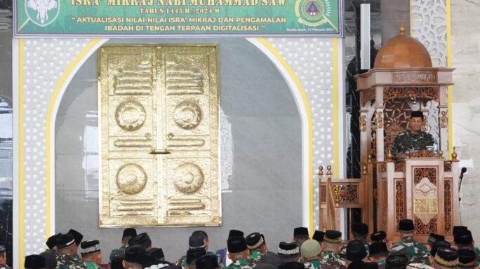 Pangdam IM Menghadiri acara peringatan Isra’ Mi’raj Nabi Muhammad SAW tahun 1445 Hijriyah/2024.