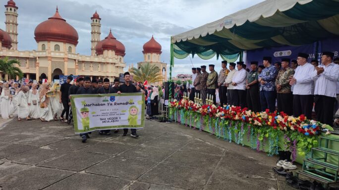 Kasdim 0105/Abar Hadiri Pawai Tarhib Ramadhan 1445 H/2024 M Di Masjid Agung Baitul Makmur Meulaboh
