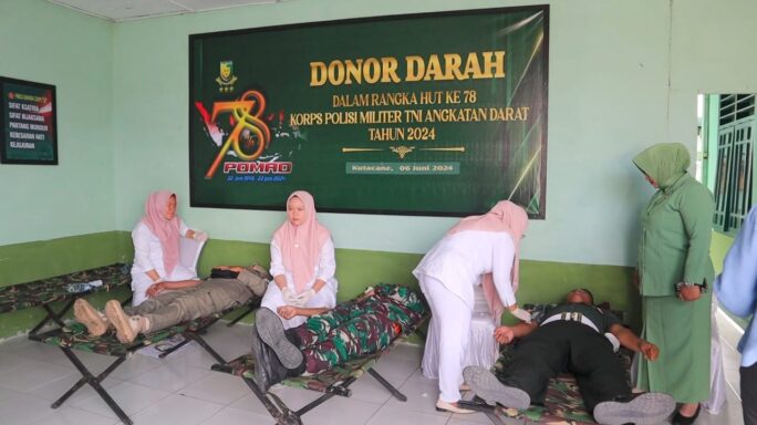 Meriahkan HUT POMAD Ke-78 Personil Kodim 0108/Agara Laksanakan Donor Darah