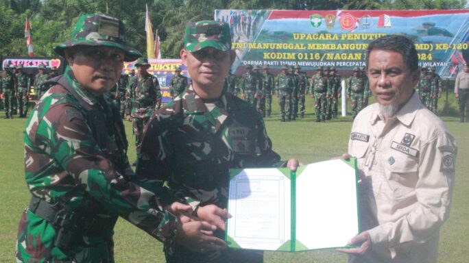 Kasdam Iskadar Muda Resmi Tutup TMMD Reguler ke-120 Kodim 0116/Nagan Raya