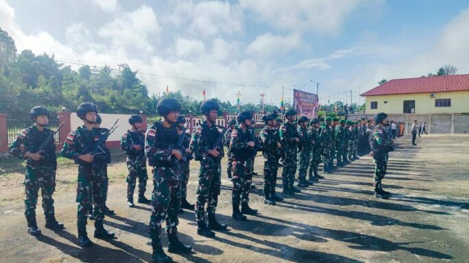 Satgas Pamtas Statis RI-PNG Yonif 111/KB Hadiri Hari Bhayangkara Ke -78