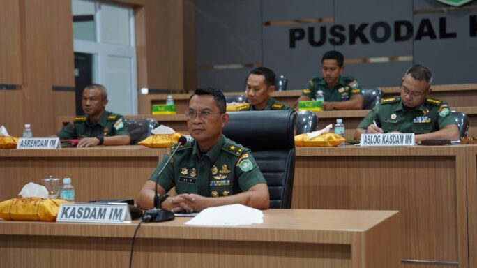 Kasdam IM Rapat Virtual bersama Pokja Pembentukan Batalyon PDR dalam rangka Perkuat Pertahanan Indonesia