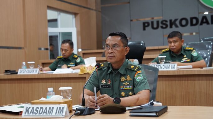 Kasdam IM Ikuti Rakor Kesiapan Pelaksanaan TMMD Ke-121 Kodam IM TA. 2024