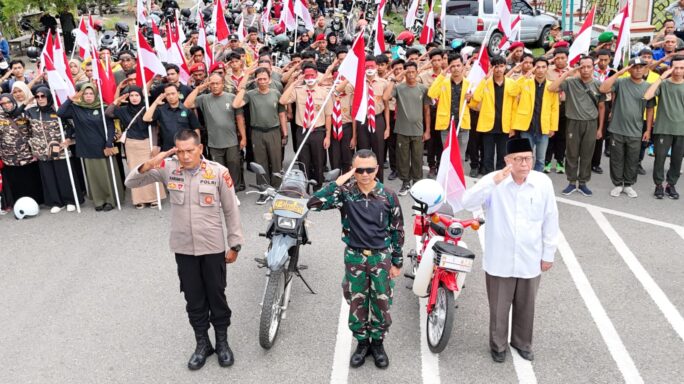 Dandim 0105/Abar Pimpin Pawai Bendera Merah Putih Bangkitkan Semangat Nasionalisme Dan Patriotisme Di Bumi Teuku Umar