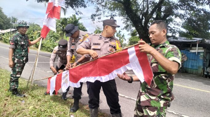 Koramil 23/Lgst dan Polsek Langsa Timur Bersama Masyarakat Laksanakan Karya Bhakti Sambut HUT RI ke-79