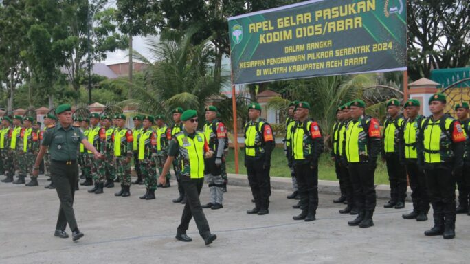 Dandim 0105/Abar Pimpin Apel Gelar Pasukan Dalam Rangka Pengamanan Pilkada Serentak Tahun 2024