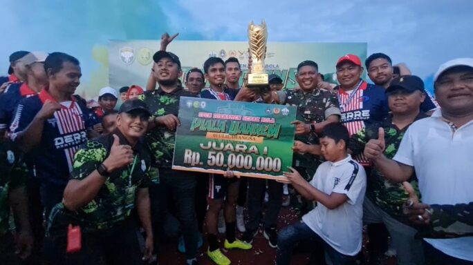 Pertandingan Final Dan Penutupan Open Turnamen Bola Kaki Piala Danrem 011/LW Dalam Rangka Memeriahkan HUT RI KE-79