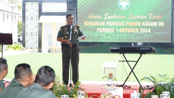 Pangdam IM pimpin Acara Korps Rapot Kenaikan Pangkat Pamen Kodam IM.