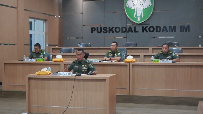 Kasdam Iskandar Muda Hadiri Rapat Koordinasi Perkembangan Situasi di Wilayah Kogabwilhan I.