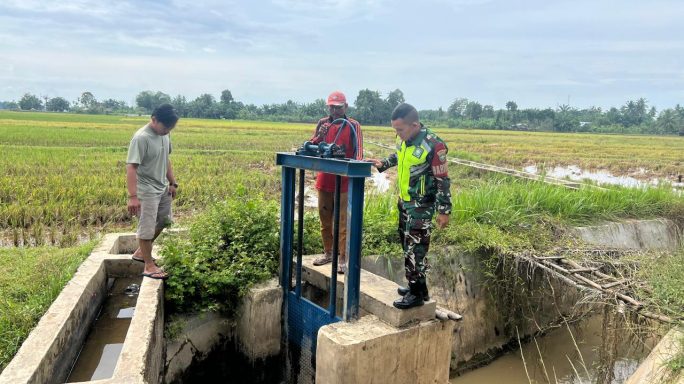 Dukung Produktivitas Pertanian, Babinsa Senubok Punti Cek Kondisi Pintu Air