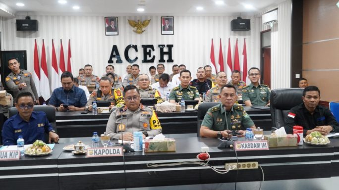 Kasdam IM Hadiri Video Conference Bersama Kapolri dan Kasum TNI Bahas Kesiapan Pengamanan Pilkada Serentak 2024