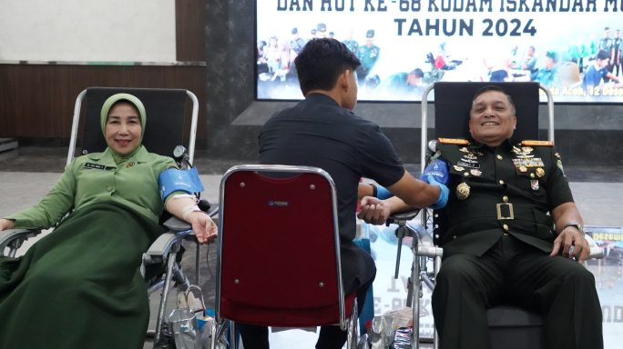 Peringati HUT Ke-68 Kodam IM dan Hari Juang TNI AD ke-79, Kodam Iskandar Muda gelar Bhakti Kesehatan Donor Darah.