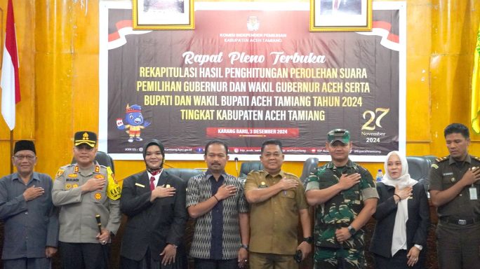 Dandim 0117/Aceh Tamiang Hadiri Pembukaan Rapat Pleno Rekapitulasi Penghitungan Perolehan Suara Pilkada Kabupaten Aceh Tamiang