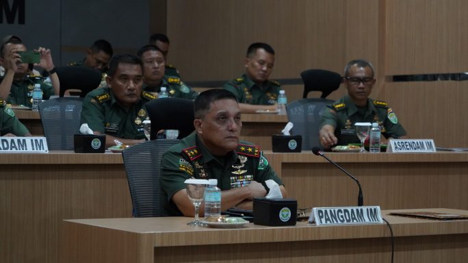 Pangdam IM Ikuti Vicon Bersama Kasad Bahas Pembentukan Batalyon Baru