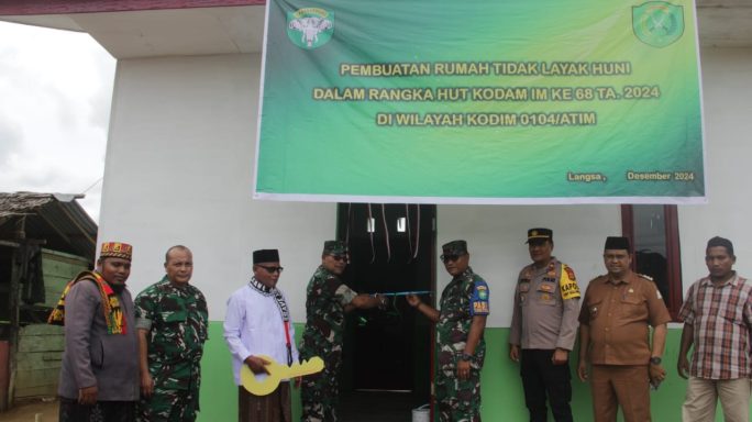 Kodim 0104/Aceh Timur Serahkan Bantuan RTLH di Yayasan Al-Mutazam Nurussalam