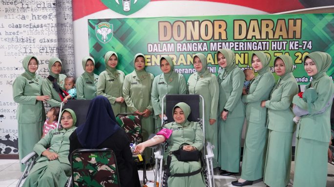 Peringati HUT Ke-74 Penerangan TNI AD, Pendam IM Gelar Baksos Donor Darah.