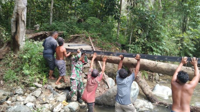 Program Pangdam IM, Perbaikan Jembatan di Perkampungan terus berlanjut.