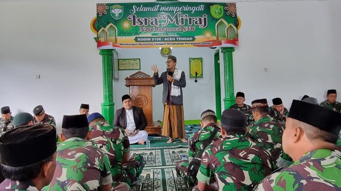 Kodim 0106/Aceh Tengah Gelar Peringatan Isra Miraj Nabi SAW, Pertebal Ketaqwaan Personel