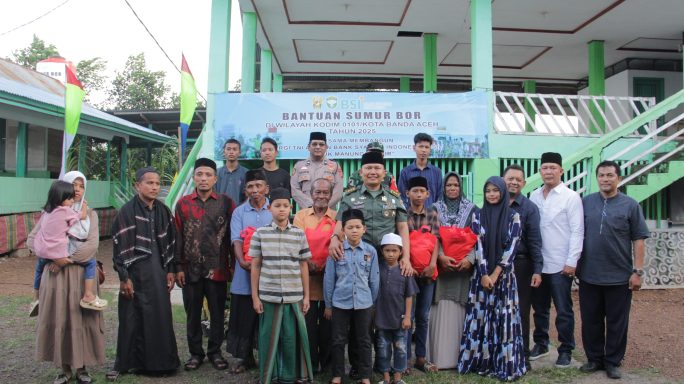Kodim 0101/KBA dan BSI Sinergi Salurkan Bantuan Sumur Bor untuk Dayah Baital Mukhlishin Al Amiriah di Aceh Besar