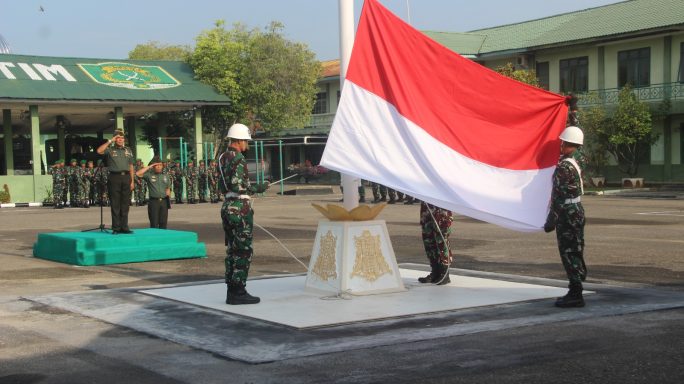 Bulan Ramadhan, Kodim 0104/Aceh Timur Tetap Laksanakan Upacara Mingguan dengan Khidmat