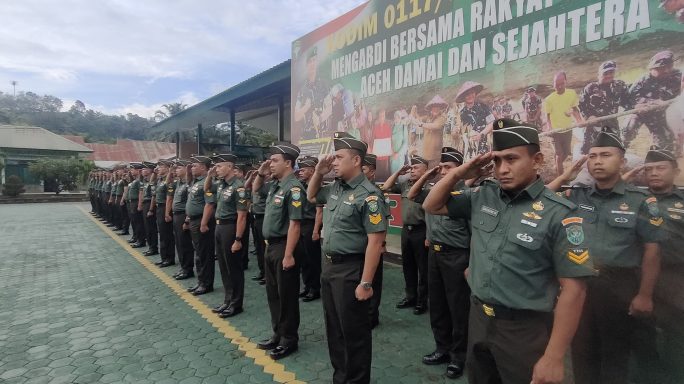 Dandim 0117/Aceh Tamiang Pimpin Upacara Hari Senin Di Makodim