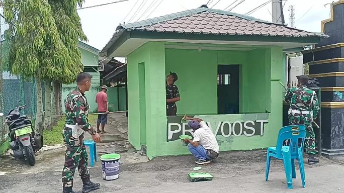 Anggota Kodim 0108/Agara Laksanakan Pembenahan Pangkalan Dan Makodim