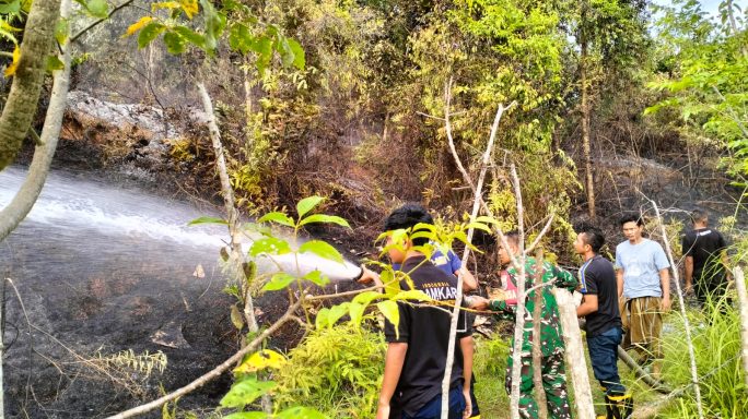 TNI dan Warga Berjibaku Padamkan Kebakaran Lahan di Gunung Cut Abdya