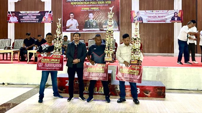 Dojang Kodim 0101/KBA Kodam IM juara umum Setda Aceh Taekwondo Championship 2025.