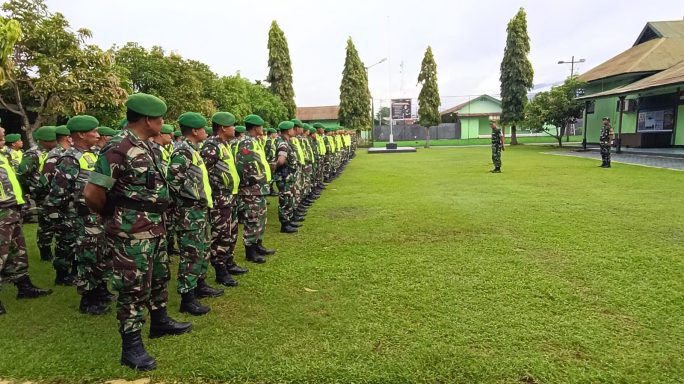 Personel Kodim 0108/Agara Gelar Apel Kesiapsiagaan Antisipasi Perkembangan Situasi Wilayah Aceh Tenggara