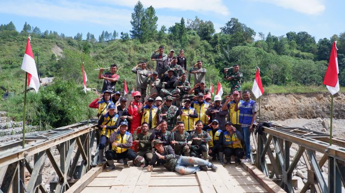 Yonzipur 16/DA Rampungkan Pembangunan Jembatan Bailey Rusip Antara, Aceh Tengah