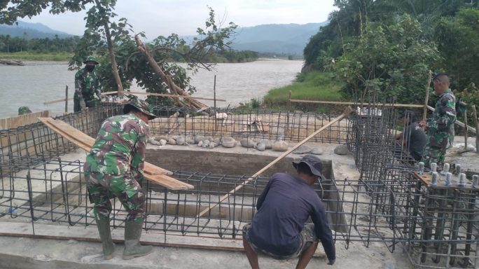 Pembangunan Jembatan Gantung Perintis di Aceh Tenggara Capai 17,24 Persen, Sinergi TNI dan Masyarakat Kian Solid