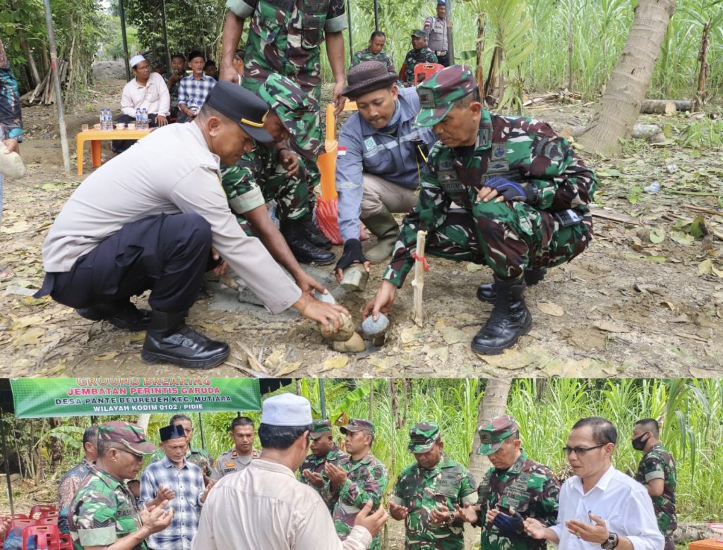 Kodim 0102/Pidie Laksanakan Ground Breaking Jembatan Perintis Garuda, Buka Akses Antar Desa Pasca Bencana