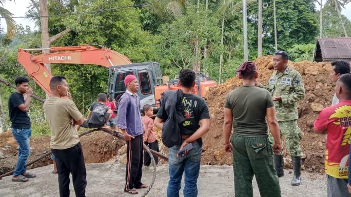 Dandim 0108/Aceh Tenggara Tinjau Progres Pembangunan Jembatan Gantung Perintis di Desa Kati Maju