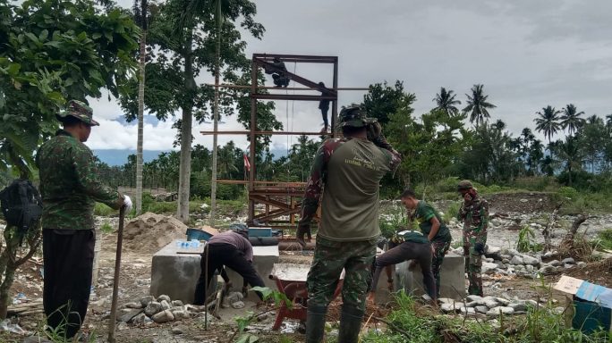 Kodim 0108/Agara Percepat Pembangunan Jembatan Gantung Perintis di Desa Teger Miko, Aceh Tenggara