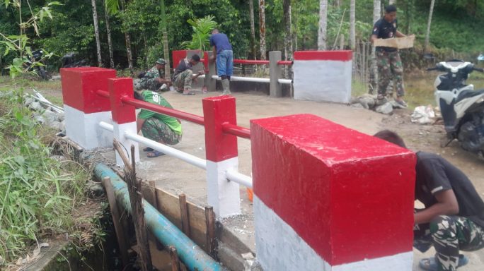 Memasuki Tahap Finishing, Pembangunan Jembatan Aramco Kodim 0107/Aceh Selatan Terus Dikebut