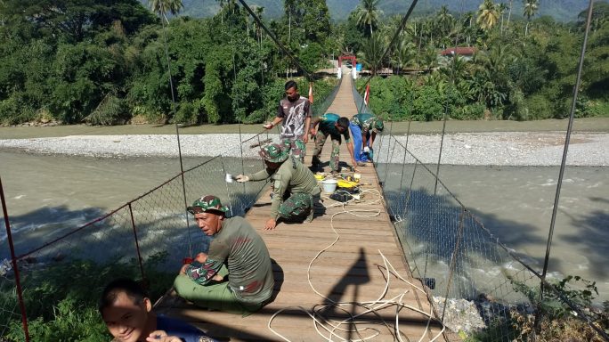 Progres Pembangunan Capai 88 Persen, Satgas Jembatan Gantung Kodim 0108/Agara Percepat Akses Warga Ds. Kuning Abadi Aceh Tenggara