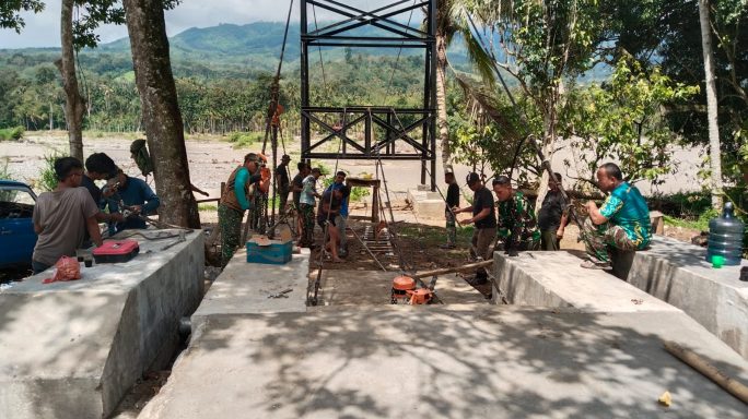 Kodim 0108/Agara bersama Warga terus Percepat Pembangunan Jembatan Gantung Perintis di Ketambe Aceh Tenggara